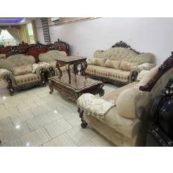 QUALITY DESIGNED 7 SEATERS SOFA  WITH CENTER TABLE & 2 SIDE STOOLS -AVAILABLE (AUSFUR) - deluxe.com.ng