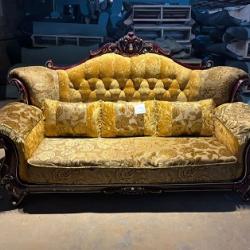 LIGHT BROWN & YELLOW ROYAL 7 SEATERS SOFA (BENFU)