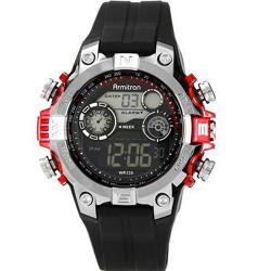 ARMITRON 40/8251RED Men’s Black Digital With Red Metallic Accents Strap Watch