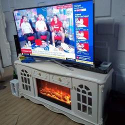 WHITE FIREPLACE TV STAND (OFU)