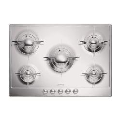 Smeg Gas Hob | P705ES 72cm Polished Stainless Steel Piano Design 5 Burner Gas Hob with Evershine - deluxe.com.ng 