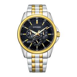 CITIZEN AG8348-56E MENS BLACK/YELLOW GOLD TONED STEEL WATCH - Deluxe.com.ng