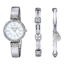 ANNE KLEIN AK/3295SVST WOMEN’S SWAROVSKI CRYSTAL ACCENTED SILVER-TONE SET SMALL WATCH - Deluxe.com.ng