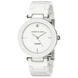 ANNE KLEIN AK/1019WTWT WOMEN’S DIAMOND-ACCENTED WATCH WITH CERAMIC BRACELET