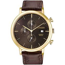 Citizen Men’s Quartz Chronograph Brown Leather Strap Medium Watch |AN3612-09X|