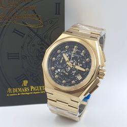 AUDEMARS PIGUET EXQUISITE GOLD METAL STRAP WRISTWATCH WITH BLACK SCREEN