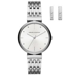 ARMANI EXCHANGE AX7117 WOMEN’S MEDIUM STAINLESS STEEL WATCH AND EARRING SET
