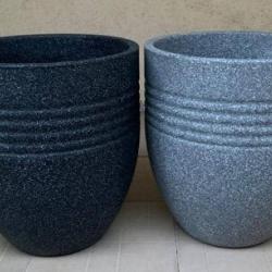 BLACK AND GREY STONE V-SHAPAD DESIGNED FLOWER POTS WITHOUT FLOWER (PEGLO) - DELUXE.COM.NG