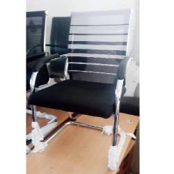 QUALITY DESIGNED BLACK & WHITE STRIPE VISITOR`S CHAIR  AVAILABLE-(ROMIN)- deluxe.com.ng