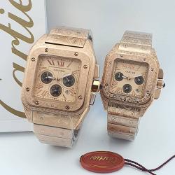 CARTIER EXCLUSIVE DESIGNERS WRISTWATCH WITH GOLDEN CHAIN AND SQUARE SCREEN (SAWW) - DELUXE.COM.NG
