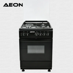 Aeon Gas Cooker 60X60 3 Gas + 1 Hot Plate 2 Burner (Black Body) 