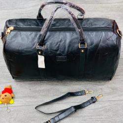 GENUINE LEATHER DUFFEL BAG (BLACK) (N)