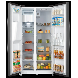 TOSHIBA REFRIGERATOR | 592 LITRE, SIDE BY SIDE, ORIGIN INVERTER NO FROST, BLACK GLASS - GR-RS780WE-PGF - deluxe.com.ng