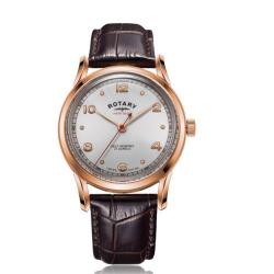 ROTARY GS05144/70 HERITAGE ROSE GOLD CASE BROWN LEATHER AUTOMATIC MEDIUM WATCH