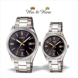 CASIO HIS & HERS ENTICER BLACK DIAL BRACELET WATCH