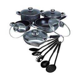 Hoffner | 16pcs Non Stick Cookware Set With Non Stick Cooking Spoon- deluxe.com.ng