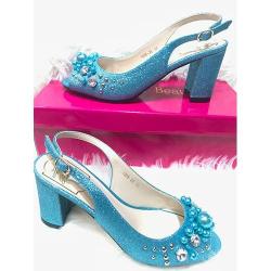 WOMEN'S STYLISH MID LOW HEEL SHOE|BLUE (AVAILABLE IN ALL SIZES)