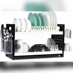 Qasa| New Rustless 2 Tier Plastic Dish Drainer And Plate Rack-DELUXE.COM.NG