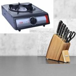 Knife Set And Akai Single Gas Cooker - deluxe.com.ng