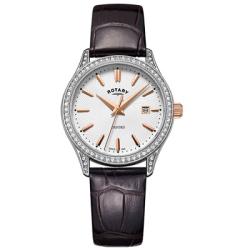 ROTARY LS05092/02 WOMEN’S OXFORD WHITE SWIRL DIAL LEATHER WATCH