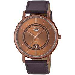 CASIO MTP-B120RL-5AVDF MEN’S ROSE GOLD CASE BROWN LEATHER WATCH - Deluxe.com.ng