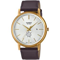 CASIO MTP-B125GL-7AVDF MEN’S GOLD CASE BROWN LEATHER WATCH - Deluxe.com.ng