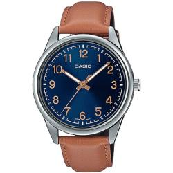 CASIO MTP-V005L-2B4UDF MEN’S BLUE DIAL BROWN LEATHER SMALL WATCH