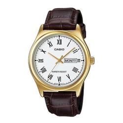 CASIO MTP-V006GL-7BUDF MEN’S WHITE DIAL BROWN LEATHER SMALL WATCH