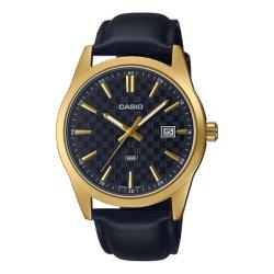 CASIO MTP-VD03GL-1AUDF MEN’S ANALOG BLACK DIAL GENUINE LEATHER WATCH