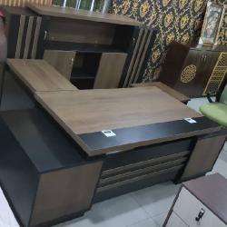 QUALITY LIGHT & COFFEE BROWN DESIGN OFFICE TABLE WITH EXTENSION & FILE CABINET- AVAILABLE (AUFUR) - Deluxe.com.ng