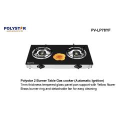 Polystar 2 BURNER TABLE GAS COOKER WITH TEMPERED GLASS TOP | PV-LP78YF - deluxe.com.ng