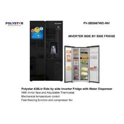 Polystar Refrigerator/ Side By Side Inverter With Water Dispenser/ Glass Door -PV-SBS667WD-INV - deluxe.com.ng