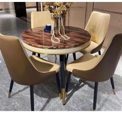 QUALITY DESIGNED ROUND BROWN  DINING TABLE WITH 4 CHAIRS - AVAILABLE (OKAF) - deluxe.com.ng