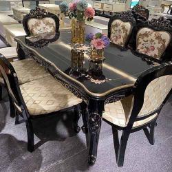 QUALITY DESIGNED ROYAL BLACK & CREAM DINING TABLE WITH 6 CHAIRS  - AVAILABLE (SAINT) - deluxe.com.ng
