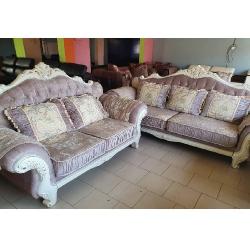 QUALITY DESIGNED ROYAL WHITE & LIGHT BROWN 7 SEATERS CHAIRS ONLY _ AVAILABLE (LEWO)- Deluxe.com.ng