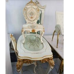 QUALITY DESIGNED ROYAL WHITE & GOLD DINING TABLE WITH 6 CHAIRS - AVAILABLE (OKAF) - deluxe.com.ng