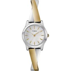 TIMEX T2R986 TWO-TONE CRISS-CROSS STRETCH BANGLE 25MM EXPANSION SMALL WATCH