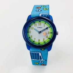 TIMEX TW7C16500 KID’S TIME MACHINES BOYS BLUE SOCCER NYLON WATCH - Deluxe.com.ng