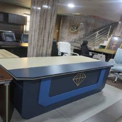 QUALITY DESIGNED LIGHT BROWN, GRAY & BLUE DESIGN OFFICE TABLE- AVAILABLE (AUFUR) - deluxe.com.ng