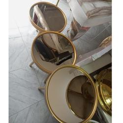 3 PCS OF ROUND BROWN GLASS TOP CENTER TABLE WITH GOLDEN LEGS (YOFU)