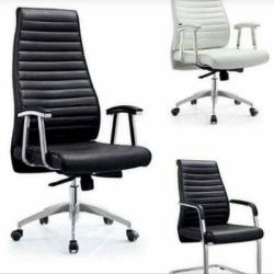 BLACK & WHITE OFFICE CHAIRS WITH HIGH BACK & ARMS (NEBI)