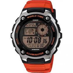 CASIO AE2100W-4AV MEN’S ILLUMINATOR WORLD TIME DIGITAL ORANGE RESIN WATCH