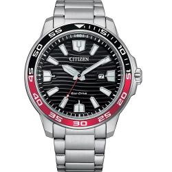 CITIZEN AW1527-86E MEN’S ECO-DRIVE BLACK & RED BEZEL STAINLESS STEEL WATCH - deluxe.com.ng