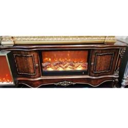 DARK BROWN FIRE PLACE TV STAND (BENFU)