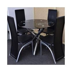 Dining Set with 4 Chairs (Black)