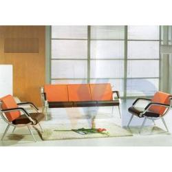 5-Seater Office Sofa (Black & Orange)