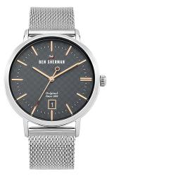 BEN SHERMAN WBS103ESM MEN'S THE DYLAN HERITAGE CHARCOAL DIAL MESH WATCH - deluxe.com.ng