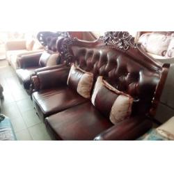 7 SEATERS LEATHER SOFA COFFEE BROWN (GIDI)