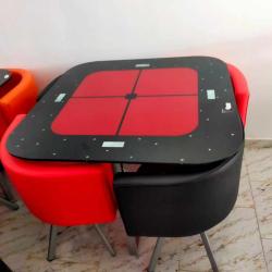 RED & BLACK DINING TABLE BY 4 CHAIRS (HIFU)