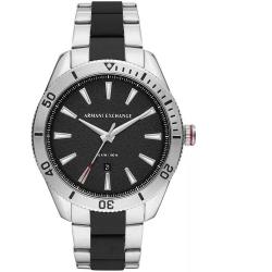 ARMANI EXCHANGE AX1824 MEN’S ENZO BLACK DIAL TWO-TONE BRACELET WATCH - deluxe.com.ng